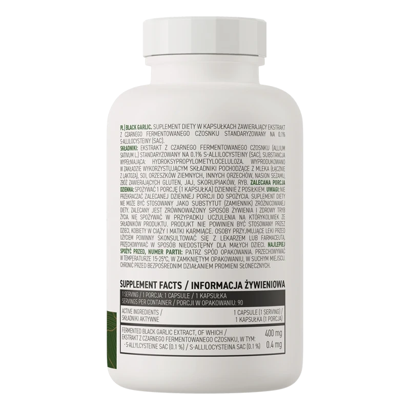 OstroVit Black Garlic VEGE | Fermenteeritud must küüslauk 400 mg 90 kapslit