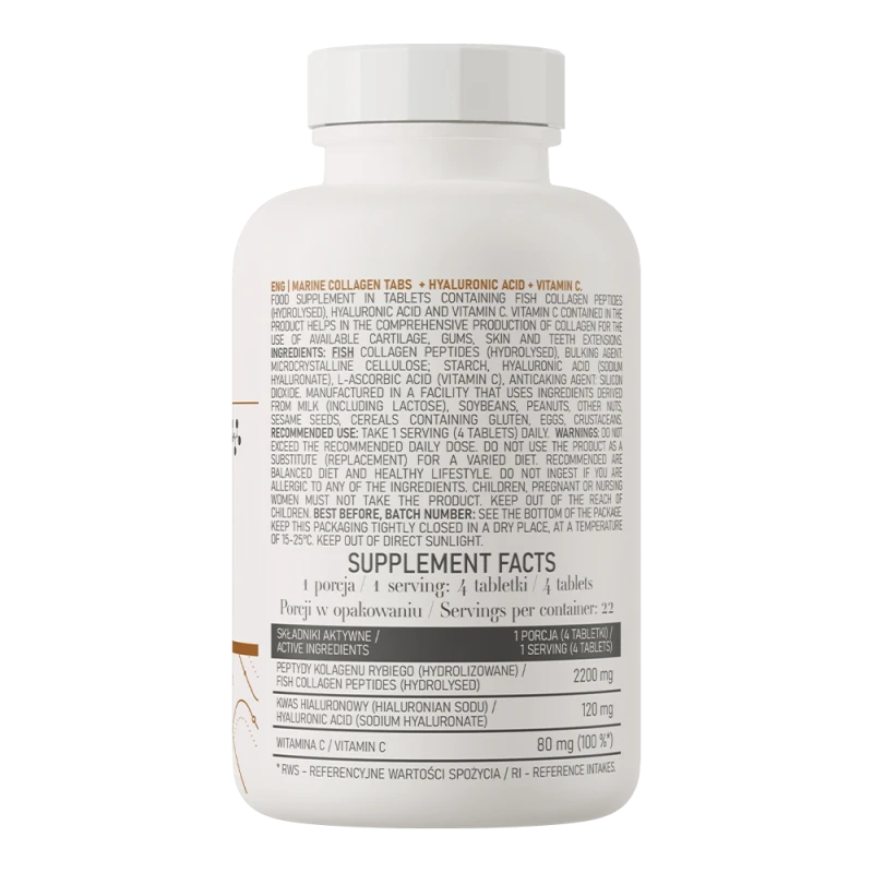 OstroVit Marine Collagen + Hyaluronic Acid + Vitamin C | Meres kolagen + Hüaluroonhape 90 tabletti