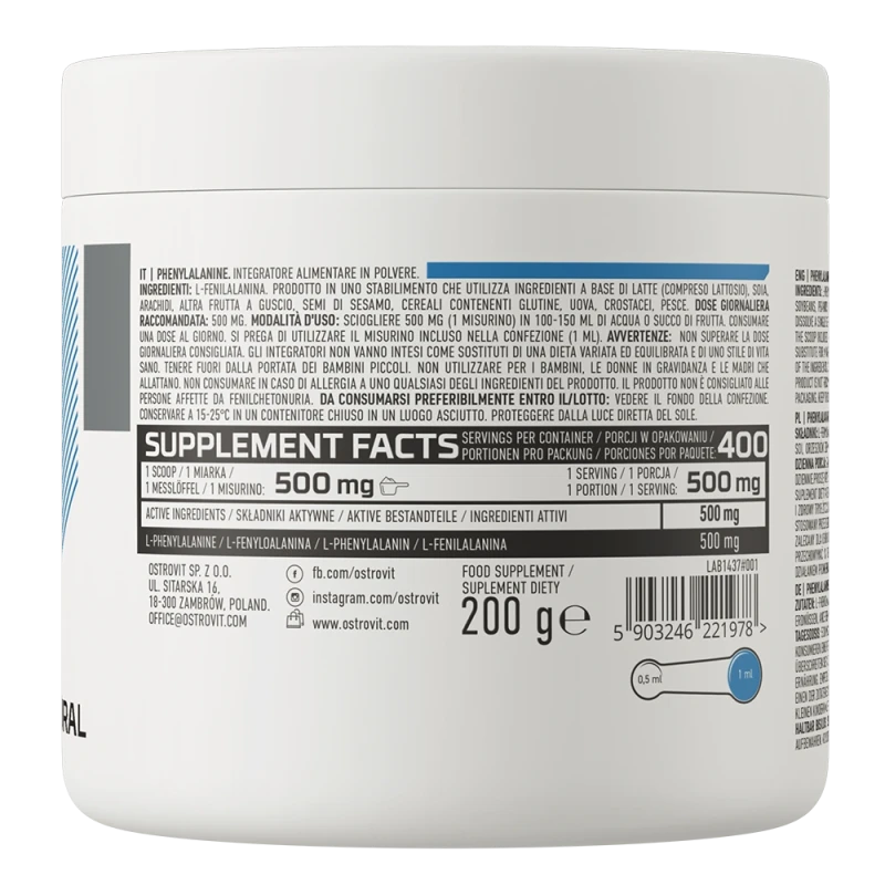 OstroVit Phenylalanine | L-fenüülalaniin pulbrina 200 g