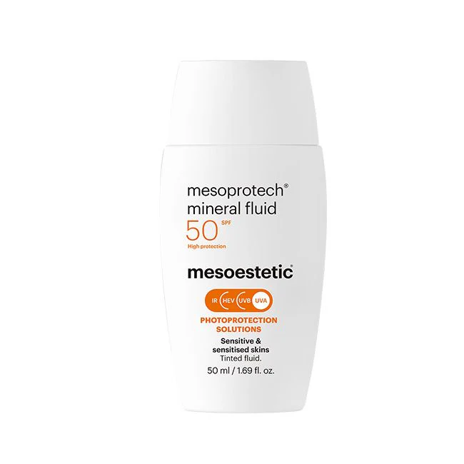Mesoestetic mesoprotech® mineral fluid | Toonitud mineraalne päikesekaitsefluid tundlikule nahale SPF50+ 50 ml
