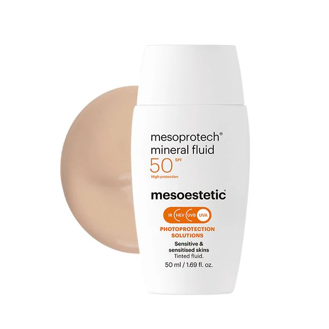 Mesoestetic mesoprotech® mineral fluid | Toonitud mineraalne päikesekaitsefluid tundlikule nahale SPF50+ 50 ml