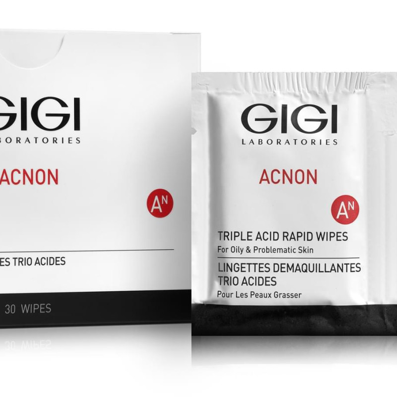 GIGI Acnon Triple Acid Rapid Wipes | Puhastavad koorivad salvrätikud happetega 30 tk.