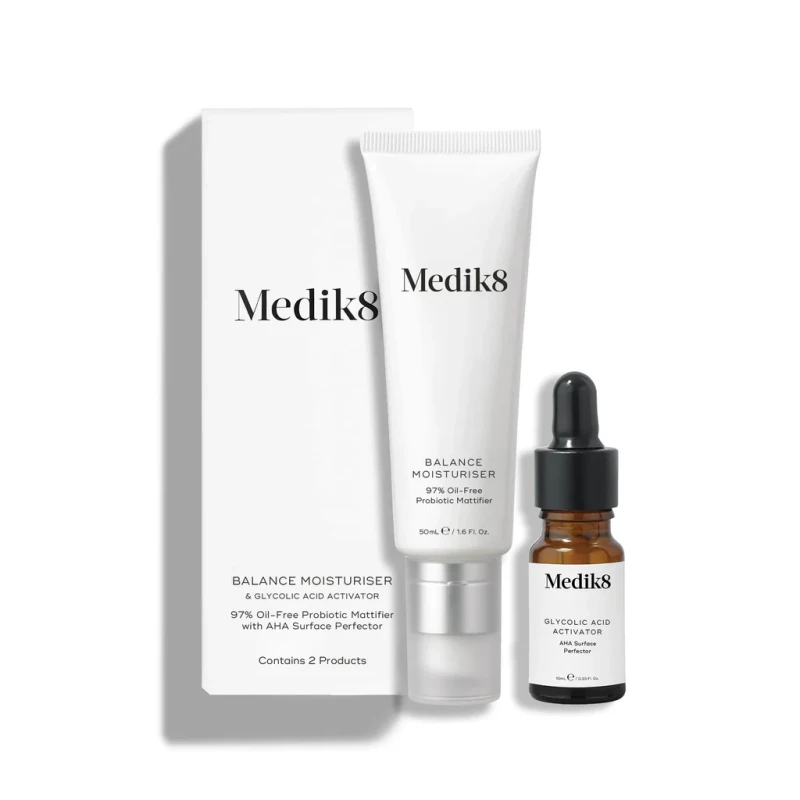 Medik8 Balance Moisturiser & Glycolic Acid Activator | Mattiv kreem ja glükoolhappe aktivaat 50 ml + 10 ml