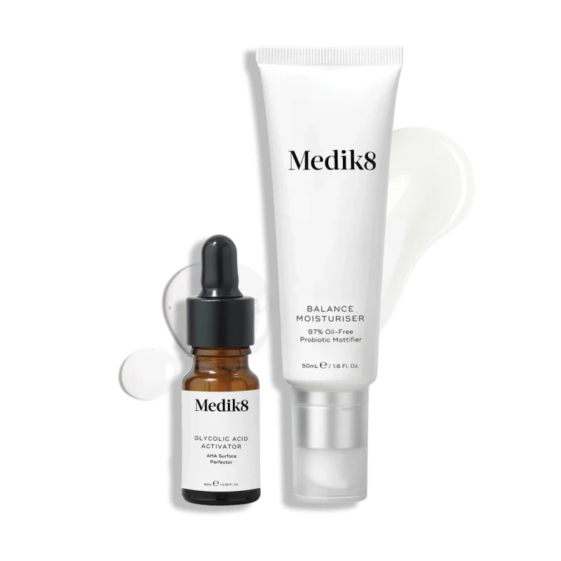 Medik8 Balance Moisturiser & Glycolic Acid Activator | Mattiv kreem ja glükoolhappe aktivaat 50 ml + 10 ml
