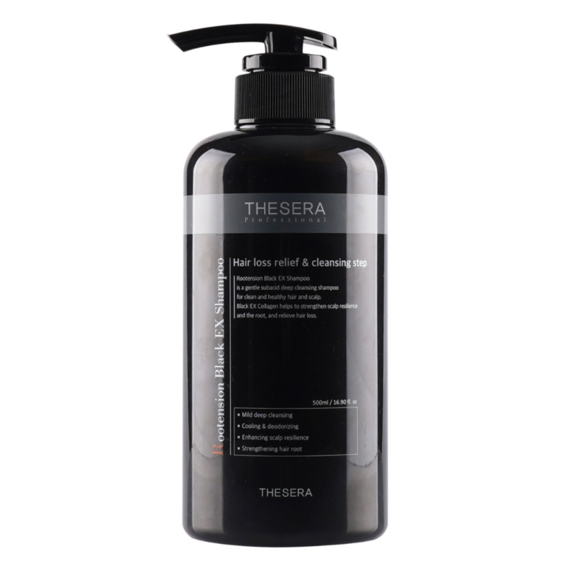 Thesera Rootension Black Ex Shampoo | Мощный шампунь против выпадения волос 500 мл