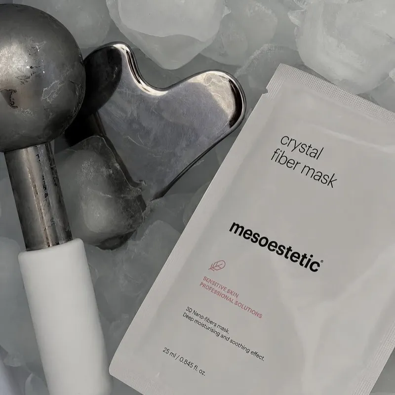 Mesoestetic Crystal Fiber Mask | Rahustav ja taastav 3D nanokiustest näomask 5 × 25 ml
