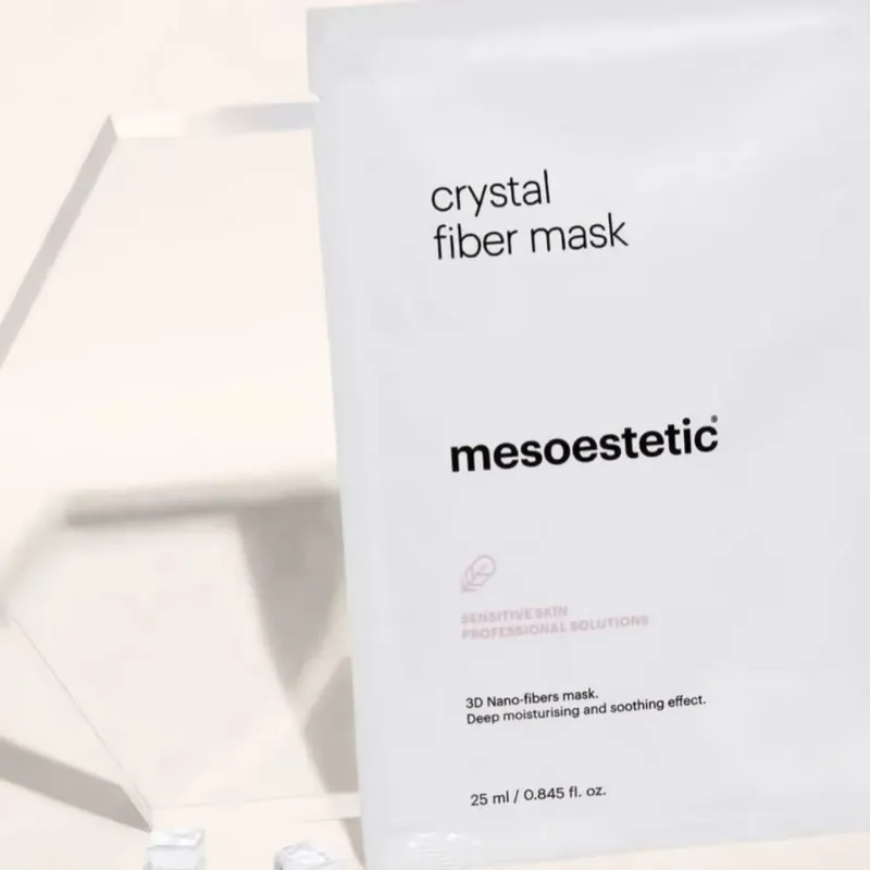 Mesoestetic Crystal Fiber Mask | Rahustav ja taastav 3D nanokiustest näomask 5 × 25 ml