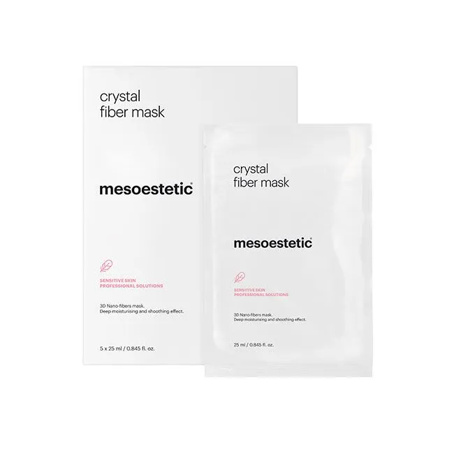 Mesoestetic Crystal Fiber Mask | Rahustav ja taastav 3D nanokiustest näomask 5 × 25 ml