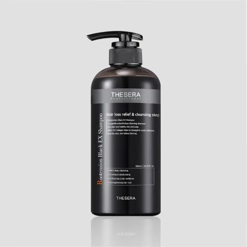 THESERA Rootension Black EX Shampoo | Šampoon juuksejuurte tugevdamiseks 500 ml