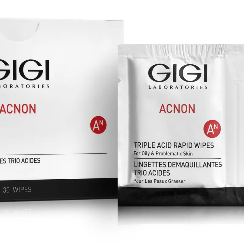 GIGI Acnon Triple Acid Rapid Wipes | Очищающие пилинговые салфетки с кислотами 30 шт.