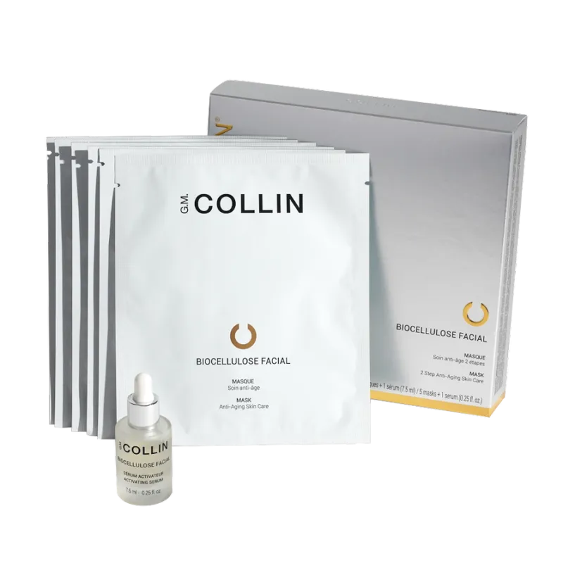 G.M. COLLIN Biocellulose Facial Mask | Biotselluloosi Näomaskude Komplekt Aktiviseeriva Seerumiga 5 tk + 7 ml